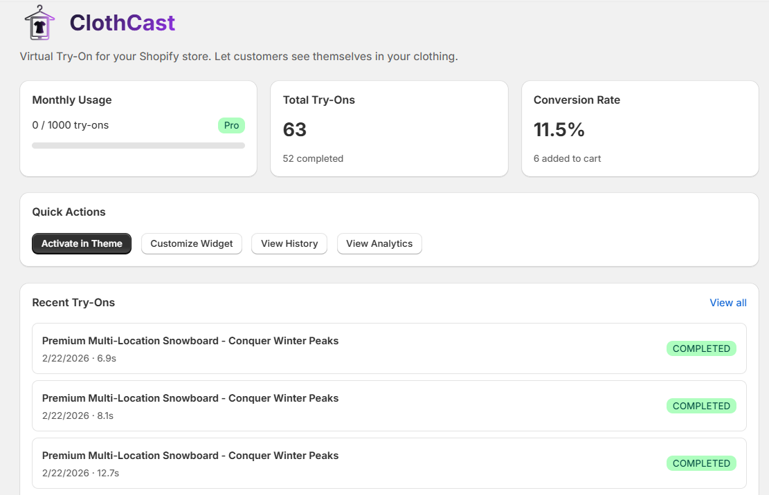 ClothCast Dashboard