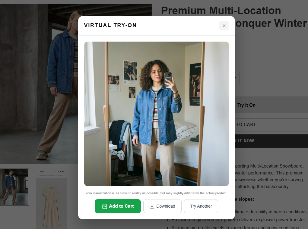 Virtual Try-On result with Add to Cart